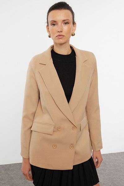 Trendyol Collection Dvouřadé sako – norkové, podšité a tkané, TWOAW21CE0272