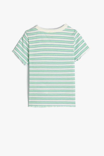 Koton Kids Μπλουζάκι για κορίτσι με πράσινο ρίγες - 4Skg10090Ak
