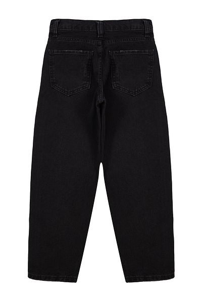 Trendyol Collection TKDSS24PL00005 Model Pantaloni negri drepti din denim