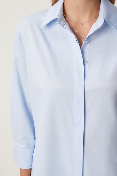 Happiness İstanbul Cămașă oversize pentru femei Sky Blue - FN03260