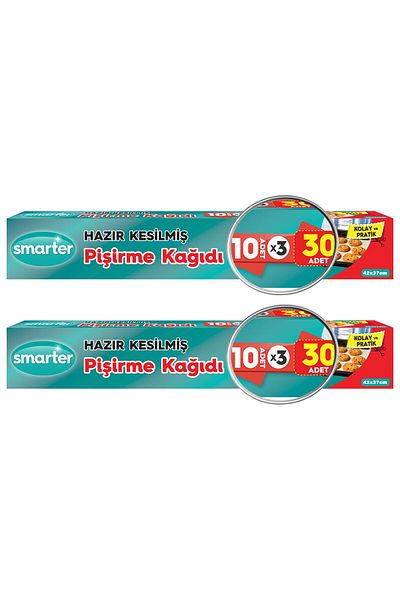 SMARTER 60 Pieces of Oily Baking Paper Ready Cut 2 Packs (30 Pieces X 2)