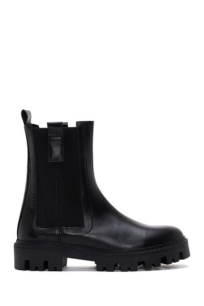 Derimod Black Leather Chelsea Boots - Thick Sole, Women's, 23wfd160518