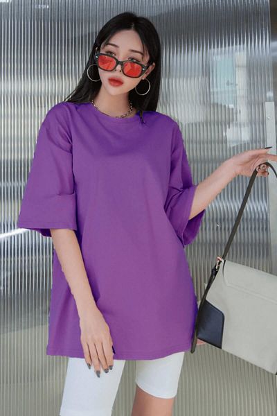 Teenage Millionaire Purple Basic Plain Unprinted Oversize dámske tričko Salas Boyfriend