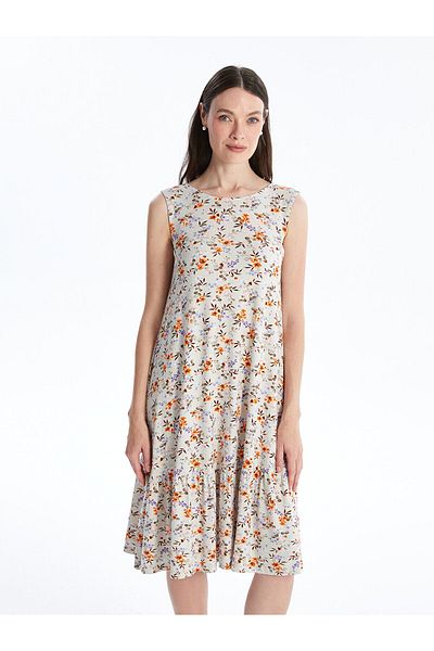 LC Waikiki Crew Neck Floral A-Line Women's Dress