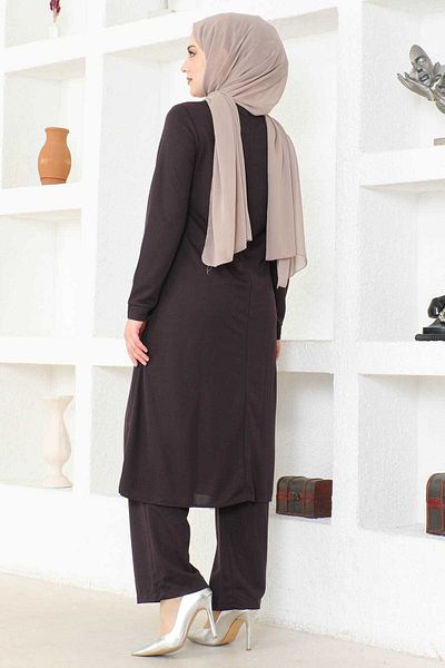 Ecesun Plum 580 Necklace Tunic and Trousers Set