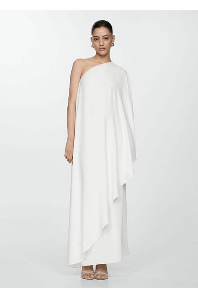 MANGO Woman Ασύμμετρο φόρεμα κάπας