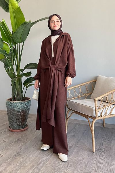 InStyle Keserűbarna alkalmi dupla szett - Vema Slit