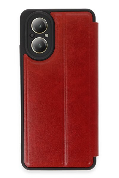 Hatreds Realme 12 Lite Uyumlu İnce Yapılı Kapaklı A++ Kalite Kılıf - Kırmızı