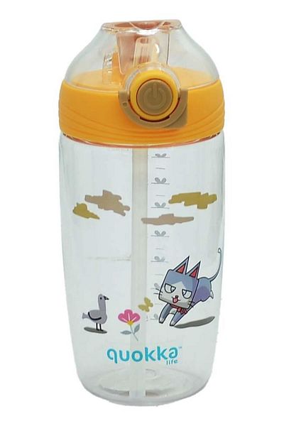 Taros Quokka Life 450 ml Orange Water Bottle with Straw - 6984