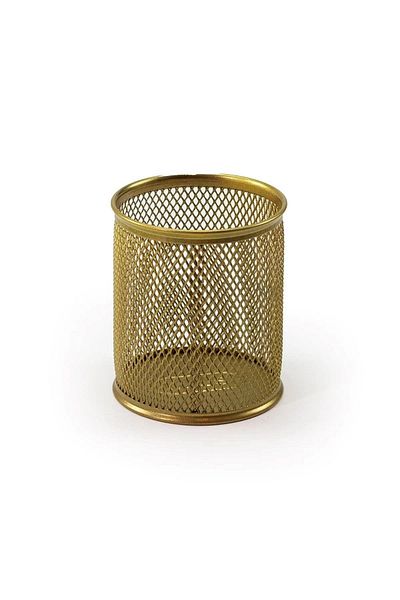 Mas Pen Holder Metal Perforated Cylinder Gold Metal Pen Holder