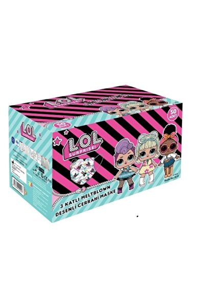 LOL Lisanslı Çocuk Maskesi 1 Kutu 50 Li Telli (3 Katlı )