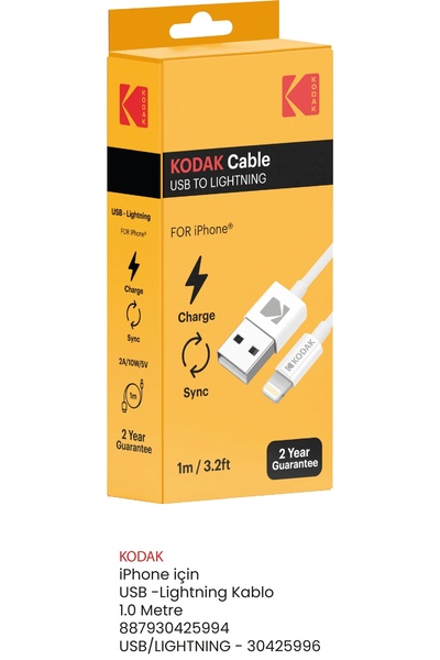 Kodak Iphone Içın Usb Lıghtnıng Kablo 1.0 Metre