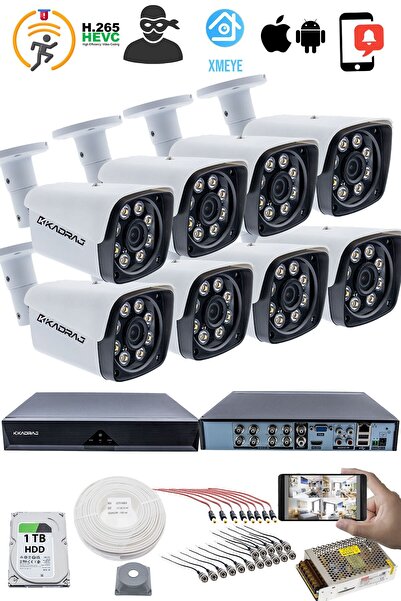 Kadraj 8'li Güvenlik Kamerası Seti - 5MP Sony SecuLensli 1080P Full HD AHD, 8...