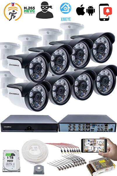 Kadraj 8'li Kamera Seti - 5MP Sony SecuLensli 1080P, 6 Atom LED, Full HD AHD ...