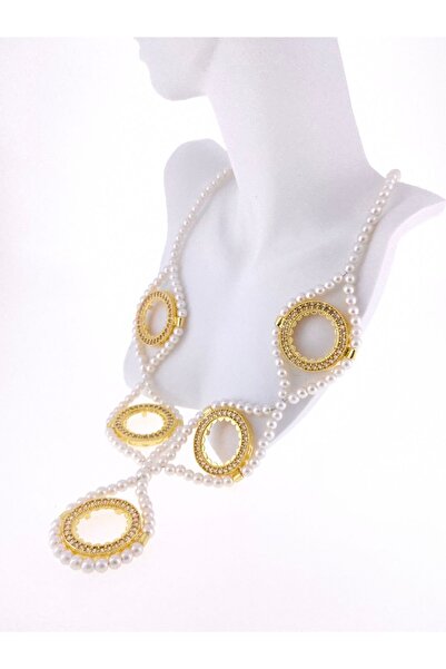 elisitakistory Ceyrekaltın Uyumlu Beş Çerceveli Kolye Altın Kaplama