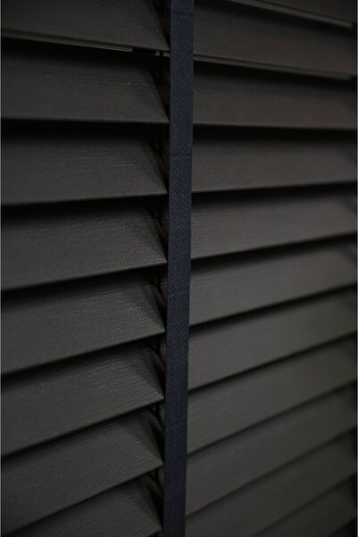 NEWTEKS Stylewoody 50mm Bitter Kahve Ahşap Görünümlü Kurdelalı Jaluzi