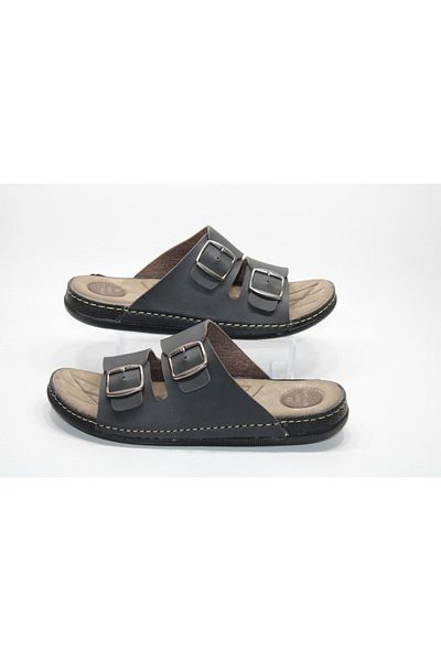 Apella Adjustable Double Buckle Large Size (45-46-47) Black Daily Men's Slippers