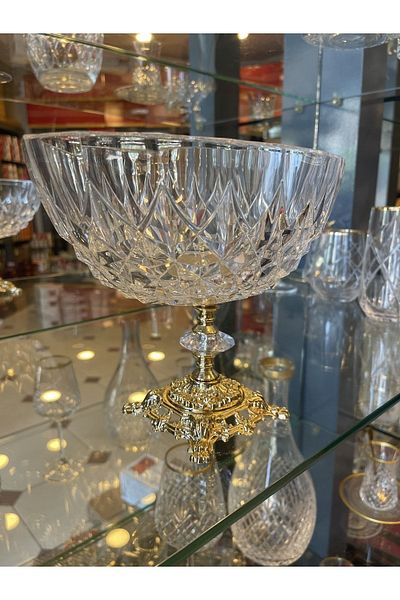 Paşabahçe Gold Footed Gondola Bowl - Salad - Metal Footed Bowl for Presentation