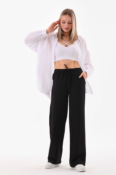 H&A İSTANBUL Women's Black Loose Cut Trousers