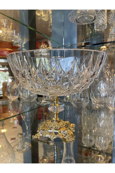 Paşabahçe Gold Footed Gondola Bowl - Salad - Metal Footed Bowl for Presentation