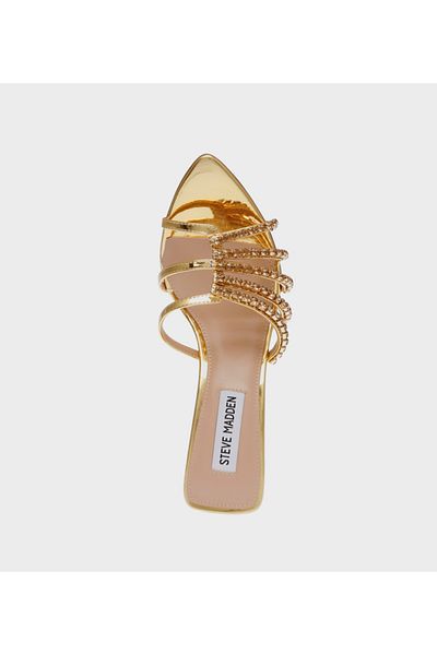 Steve Madden صندل نسائي بكعب ذهبي
