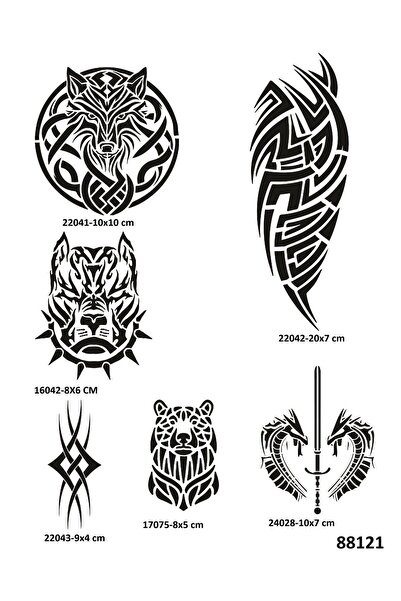 Airbrush Tattoo Tribal Serisi 6 Adet Geçici Dövme Şablonu Kına Kalıbı Sadece ...