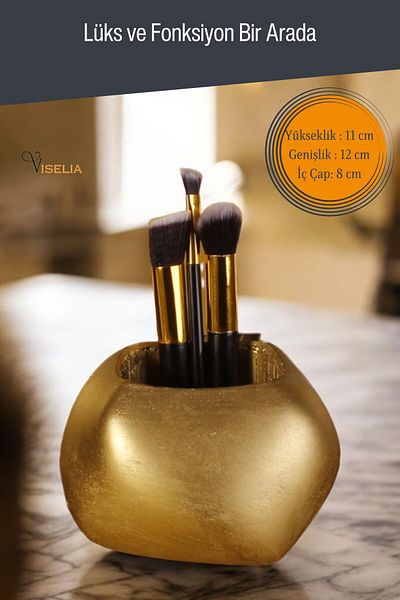 Viselia Χρυσό Χρώμα Μακιγιάζ Organizer - Βούρτσα και Μοντέλο Βούρτσας 22