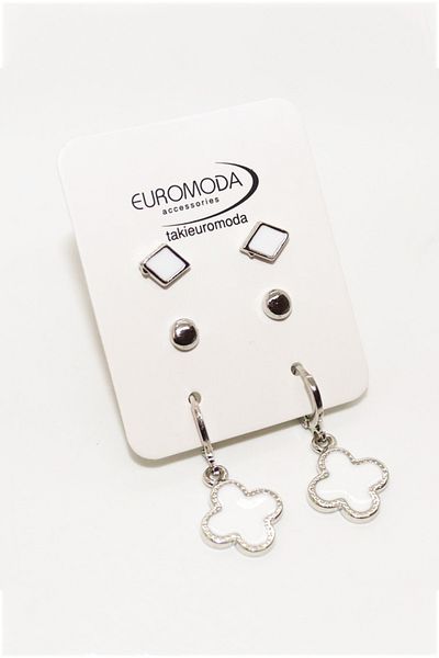 EUROMODA مجموعة أقراط مصممة من فان كليف مكونة من 3 أقراط كروية