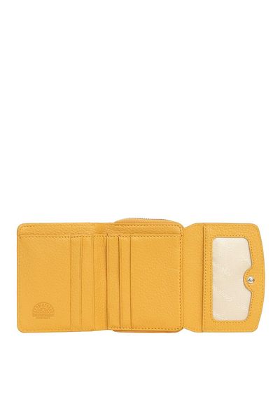 CENGİZ PAKEL Genuine Leather Mini Horizontal Wallet - Cengiz Pakel, Snap Fastener, Mustard - 65288