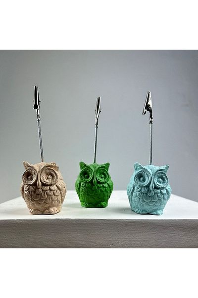 Melouro Owl Note Holder Set of 3 (green - Mint - Cream)
