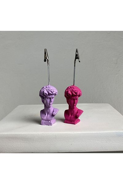 Melouro Lilac And Fuchsia David Sculpture Note Holder Set of 2