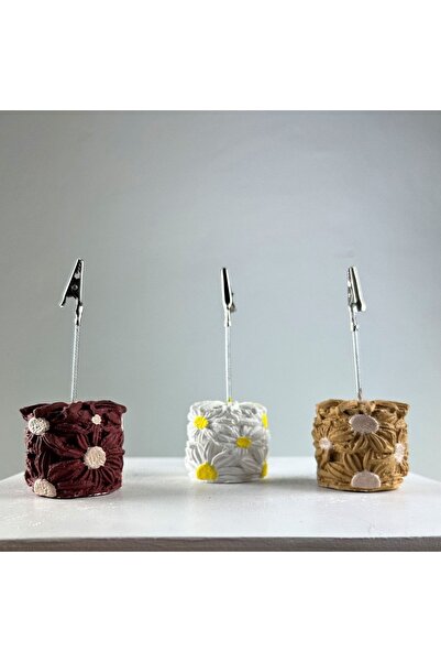 Melouro Claret Red Light Brown Daisy 3-Piece Note Holder Set