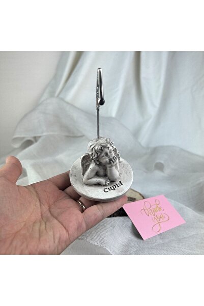 Melouro Mink Antique Cupid (Angel) Sculpture Note Holder with Base, Photo Holder