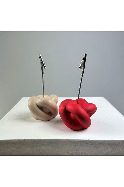 Melouro Knot Note Holder Set of 2 (Cream - Red)