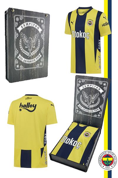 Fenerbahçe 2024-2025 New Season Unisex Yellow Navy Blue Stick Wooden Box
