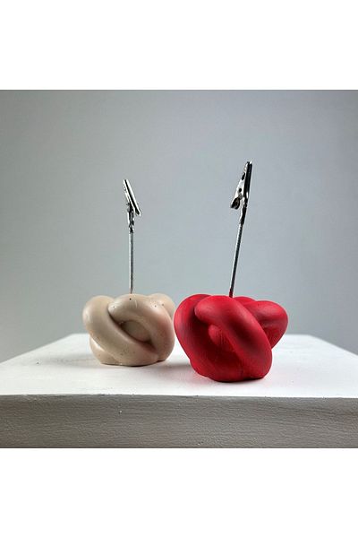 Melouro Knot Note Holder Set of 2 (Cream - Red)