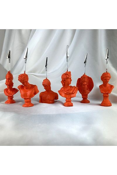 Melouro Orange Venus, Perseus, Hermes, Apollo, Ares and Athena Sculpture 6 Pieces Note Holder Set, Photo Holder