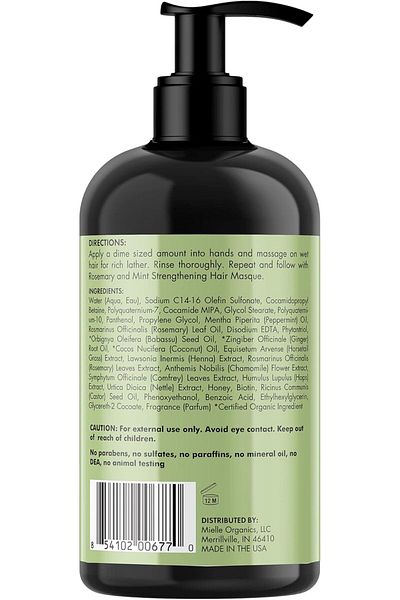 MIELLE Mielle Organics Rosemary Mint Strengthening Shampoo Infused with Biotin Cleanses and Helps Strengthen