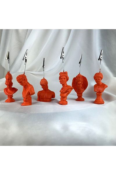 Melouro Orange Venus, Perseus, Hermes, Apollo, Ares and Athena Sculpture 6 Pieces Note Holder Set, Photo Holder