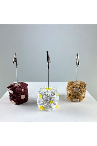 Melouro Claret Red Light Brown Daisy 3-Piece Note Holder Set