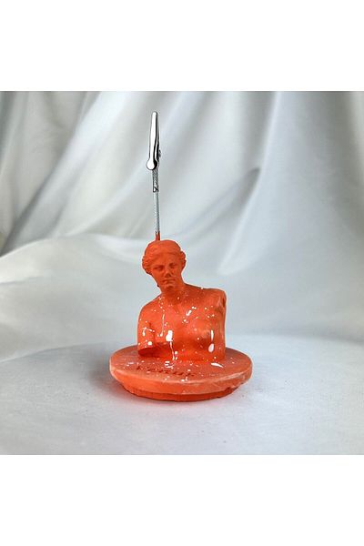 Melouro Orange Venus Pedestal Sculpture Note Holder, Photo Holder