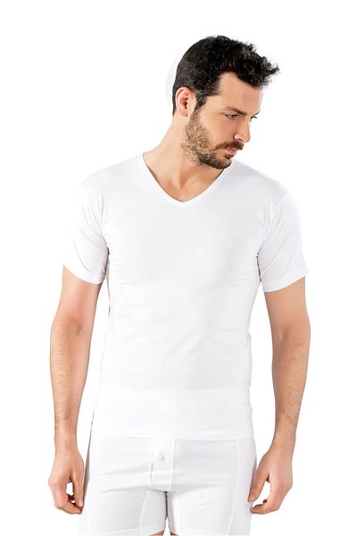 Anıt 5 Pieces V-Neck Undershirt Athlete - 100% Cotton Single Jersey Combed Cotton, Short Sleeve