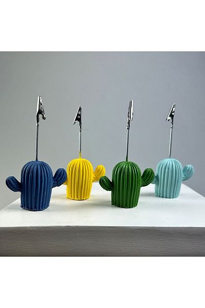 Melouro Cactus Note Holder Set of 4 (green - Yellow - Mint-grey Blue)