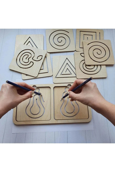 WoodStory Montessori Çift El Ahşap Çizgi Çalışması Ve Beceri Geliştirici Eğit...