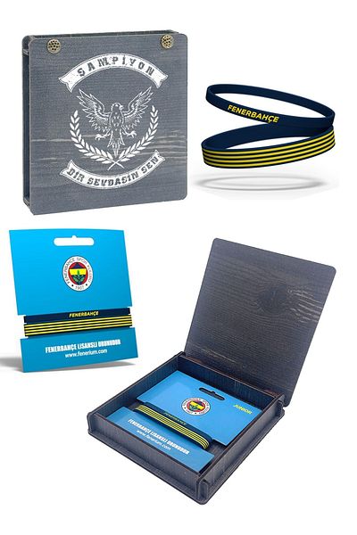 Fenerbahçe Licensed Navy Blue Silicone Bracelet - Set of 2, with Gift Wooden Box