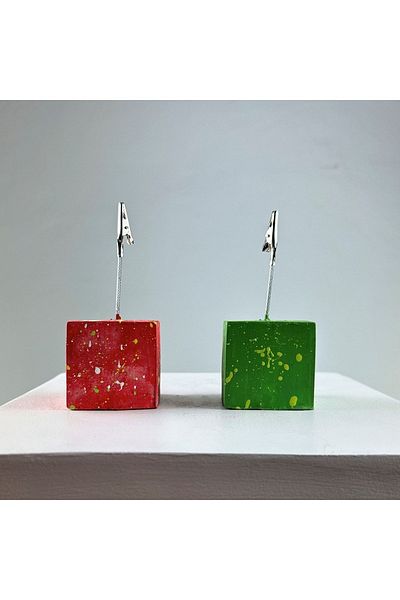 Melouro Red Green Splash Cube Note Holder Set of 2