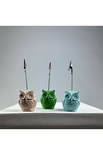 Melouro Owl Note Holder Set of 3 (green - Mint - Cream)