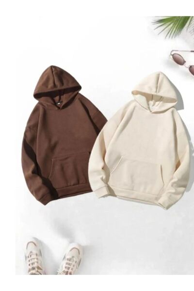 MOONBULL Σετ 2 Unisex Φούτερ με μονόχρωμη κουκούλα