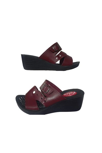 POLEX Papuci ortopedici pentru femei cu cataramă roșu Claret - Daily Stylish plexx75-66