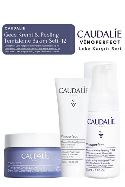 Caudalie Vinoperfect Leke Bakım Seti -12 | Gece & Peeling & Temizleme Köpük O...